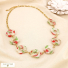 Collier acier inoxydable résine motif fruits rouges 0125145 naturel/beige