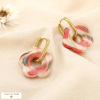 Boucles d'oreilles fleur acier résine fraise cerise 0325137 rouge