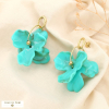 Boucles d'oreilles acier inox fleur résine colorée 0325160 bleu ciel
