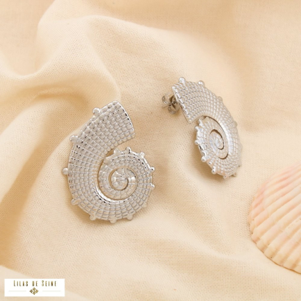 Boucles d’oreilles marin acier escargot de mer 0325162 argenté