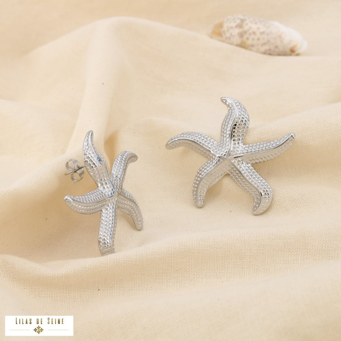 Boucles d’oreilles acier inoxydable étoile de mer 0325163 argenté