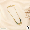 Chaine de cheville acier inoxydable pierre pampilles 0225238 vert