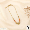 Chaine de cheville acier inoxydable pierre pampilles 0225238 rouge corail