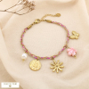 Bracelet cordon charm acier céramique acrylique 0225224 fushia