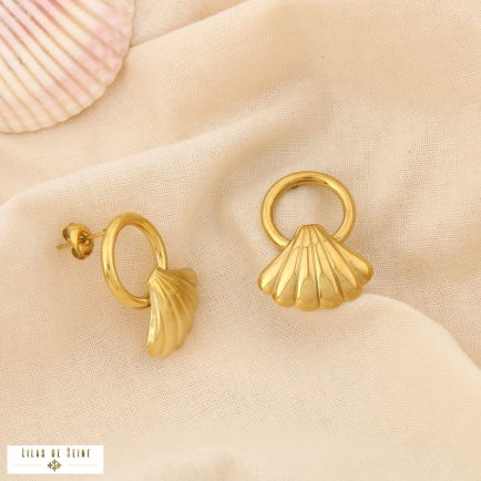 Boucles d'oreilles marin inoxydable acier coquillage 0325148 doré