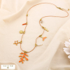 Collier cordon breloque marin acier émail coquillage 0125164 rouge corail