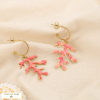 Boucles d’oreilles demi-créoles acier émail corail 0325159 rouge corail