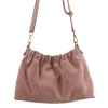 Sac à bandoulière cuir véritable daim haut froncé 0924514 rose