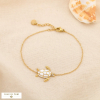 Bracelet acier inoxydable émail strass marin tortue 0225240 blanc