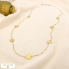 Collier sautoir fleurs billes acier inoxydable 0125119 doré