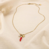 Collier piment coeur acier inoxydable émail strass 0125120 rouge