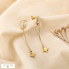 Boucles d’oreilles lune étoile acier nacre strass 0325110 doré