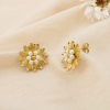 Boucles d’oreilles fleur acier perle acrylique 0325105 doré
