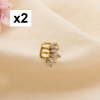 2 Bagues d'oreilles acier inox feuilles marquises 0325097 doré