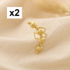 2 Bagues d'oreilles acier inoxydable martelé 0325098 doré