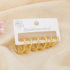 Trio boucles d'oreilles acier inox strié créoles 0324621 doré