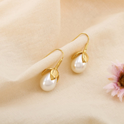 Boucles d'oreilles acier fruit perle acrylique 0325103 blanc