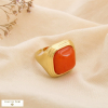 Bague réglable acier inoxydable cabochons pierre 0425109 orange