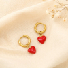Boucles d’oreilles minimaliste acier inox cœur émail 0325181 rouge