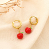 Boucles d’oreilles minimaliste pomme acier émail 0325185 rouge