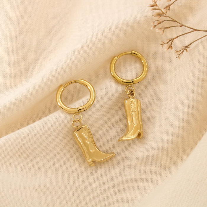 Boucles d’oreilles bottes cowboy acier inoxydable 0325191 doré