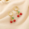 Boucles d’oreilles cerises acier inoxydable émail 0325192 rouge