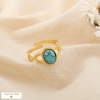 Bague acier inoxydable entrelacé cabochon ovale pierre/nacre 0425013 bleu turquoise