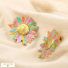 Boucles d'oreilles acier méga fleur émail marbré 0325196 multi