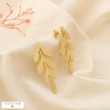Boucles d'oreilles feuille acier inoxydable texturé 0325133 doré
