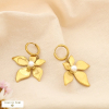 Boucles d'oreilles fleur acier inox perle acrylique 0325152 doré