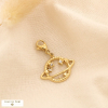 Charm breloque planète acier inoxydable strass 0625116 doré