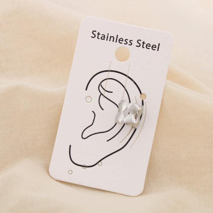 2 Bijoux d'oreilles acier inoxydable ajouré goutte 0325099 argenté