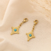 2 charms pendentifs acier inoxydable pierre losange 0625021 bleu turquoise
