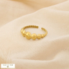 Bague acier inoxydable ouverte effet boule en relief 0425084 doré