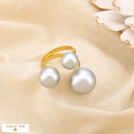 Bague acier sculptural boule acrylique métallisé 0425110 argenté