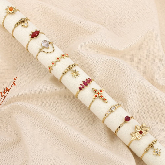 Ensemble 12 bagues fines acier nuance orange foncé 0425113 orange foncé