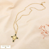 Collier sautoir croix baroque acier acrylique 0125184 noir