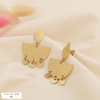 Boucles d'oreilles acier inoxydable martelé pampille 0325201 doré