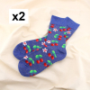 2 paires chaussettes à paillettes motif cerise fleur 0625095 bleu foncé