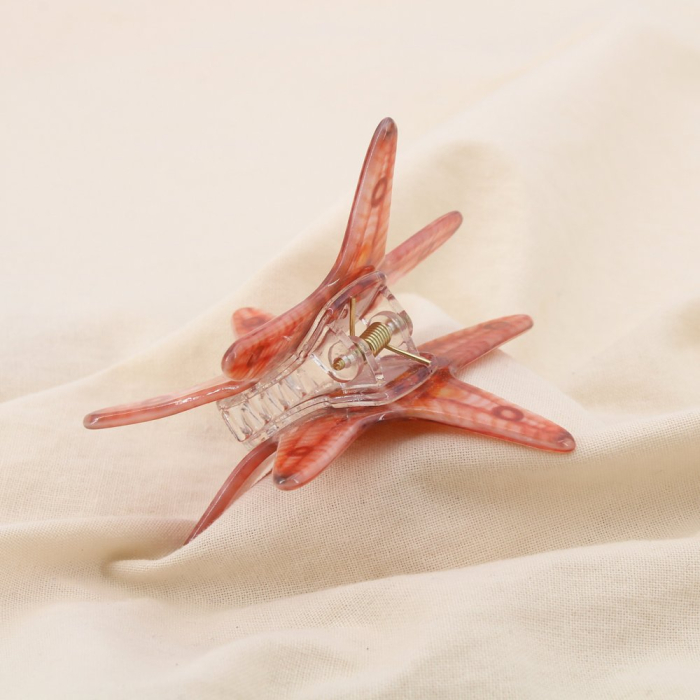 2 Barrettes à cheveux étoile de mer résine 0625138 orange foncé