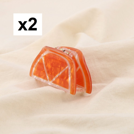 2 Barrettes à cheveux orange résine marbrée 0625139 orange