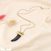 Collier acier inoxydable résine corne lune coeur 0125190 noir