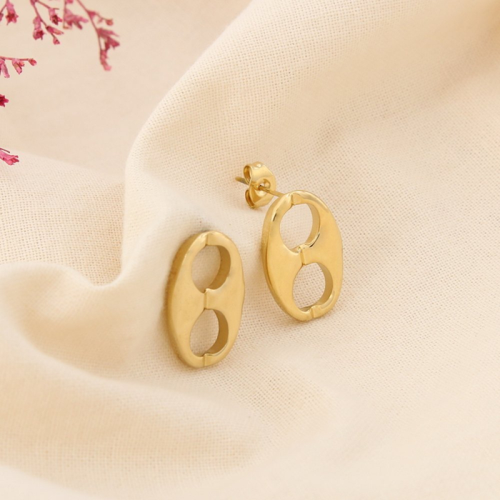 Boucles d’oreilles acier inoxydable grain de café 0325203 doré