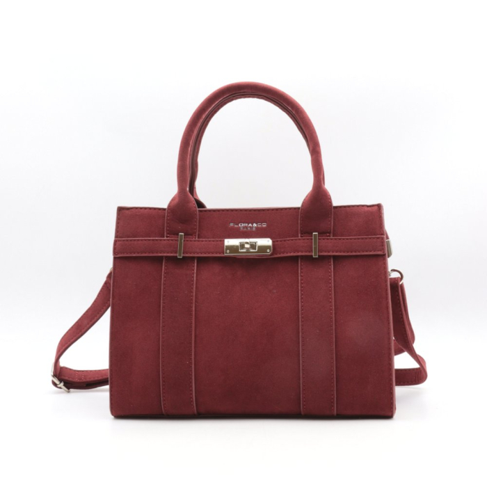 Sac à main en simili-cuir façon daim Flora&Co 0925503 rouge bordeaux