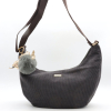 Sac porté épaule banane Flora&Co simili-cuir façon velours côtelé pompon 0925507 gris foncé