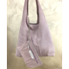 Cabas cuir véritable façon daim pochette 0925512 parme