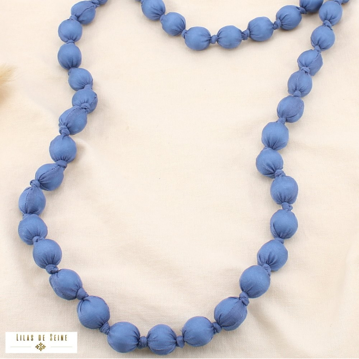 Collier extra-longue boule acrylique polyester 0125539 bleu