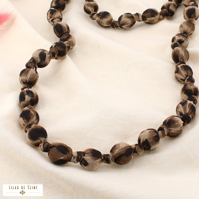 Collier extra-longue léopard acrylique polyester 0125554 marron