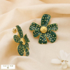 Boucles d’oreilles fleur acier inoxydable émail 0325509 vert
