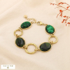 Bracelet acier inoxydable ovale résine marbré 0225512 vert